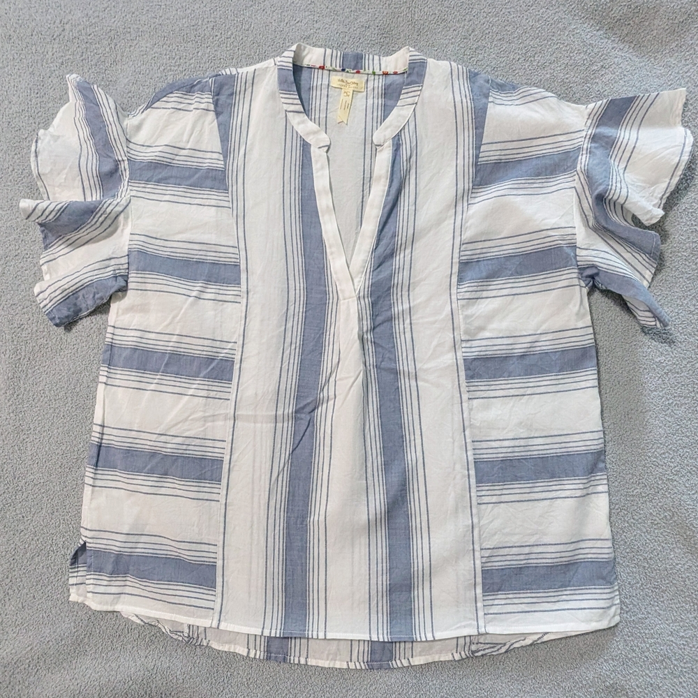Striped Blue and White Blouse